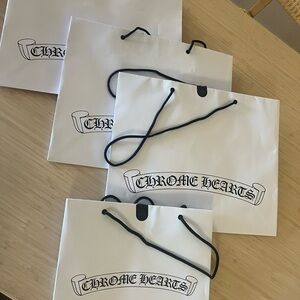Chrome Hearts White Shopping Bags with Black Handles